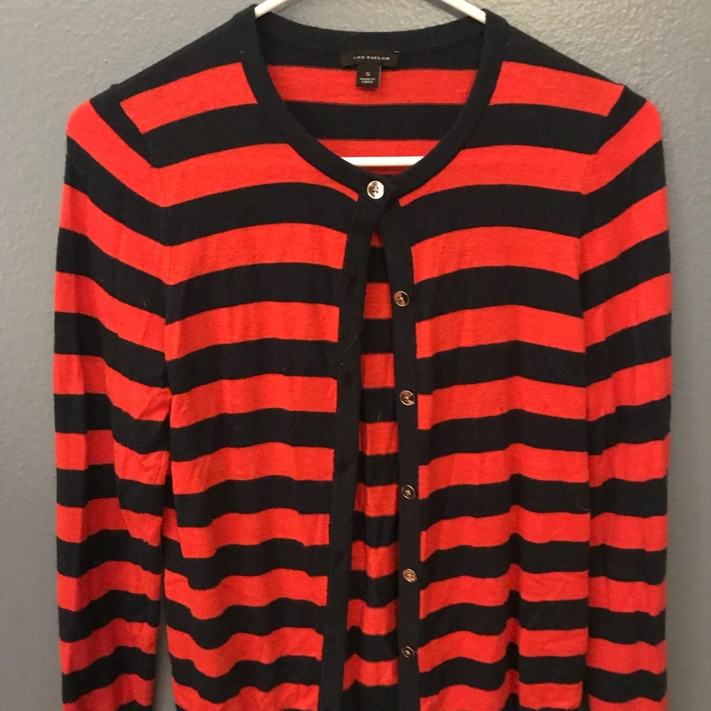 NAVY & Pumpkin Cardigan with Gold Buttons 🍁